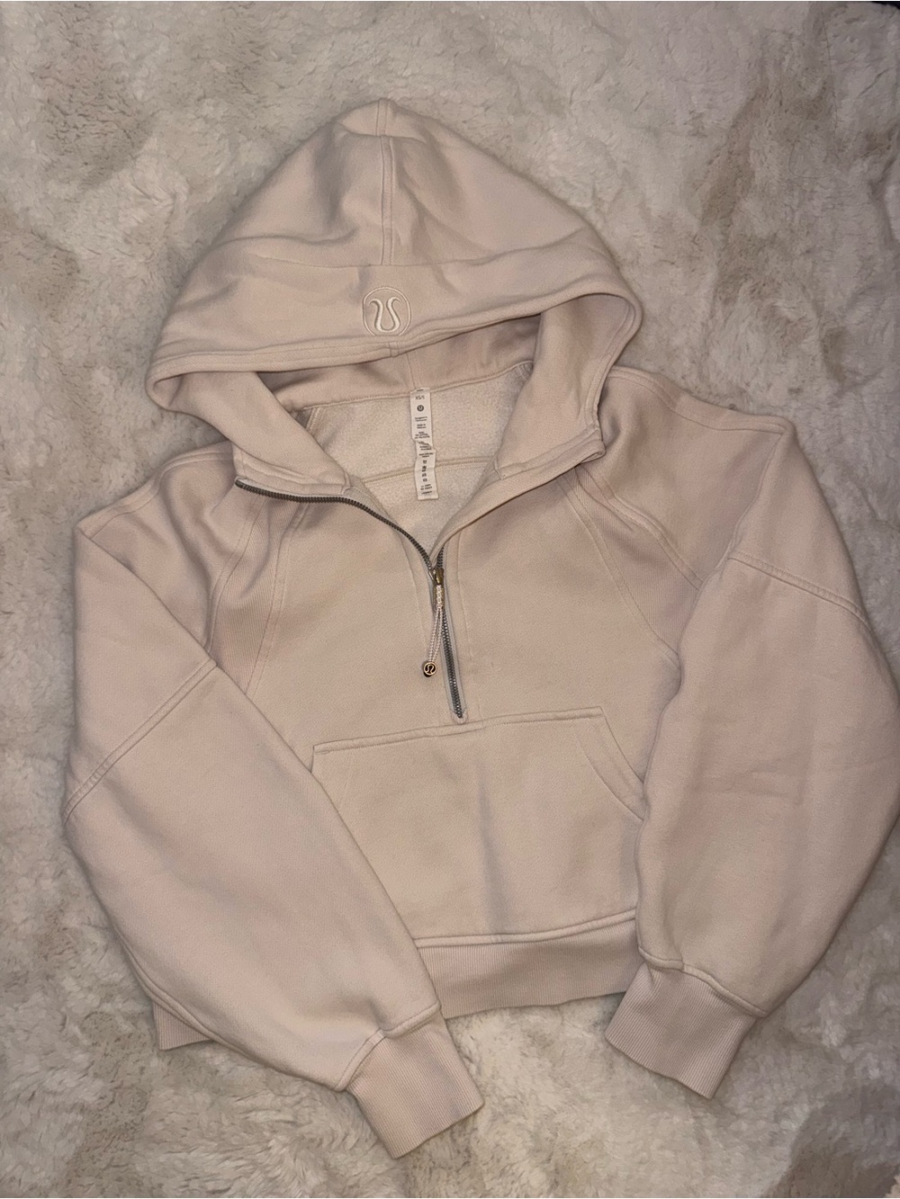 Lululemon Athletica Cream Half-Zip Hoodie Sweater